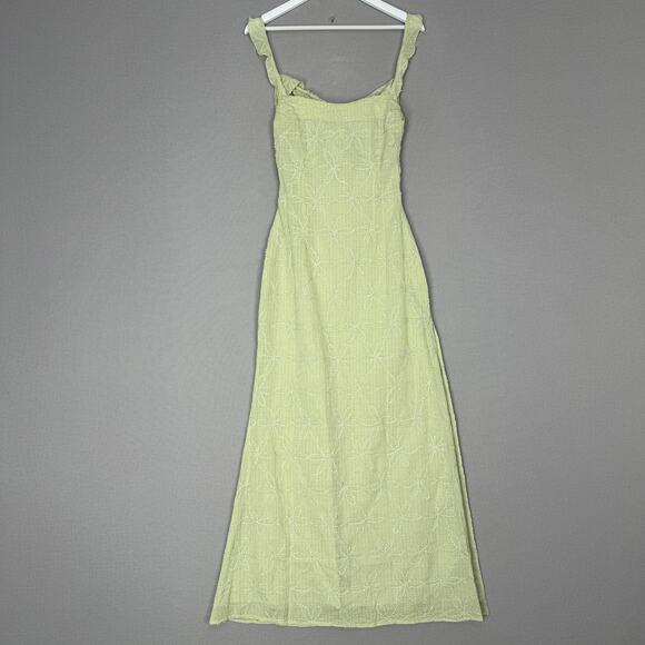 Princess Polly Burner Maxi Dress Women 4 Green Tie Back Floral Embroidered Fairy - Picture 2 of 16